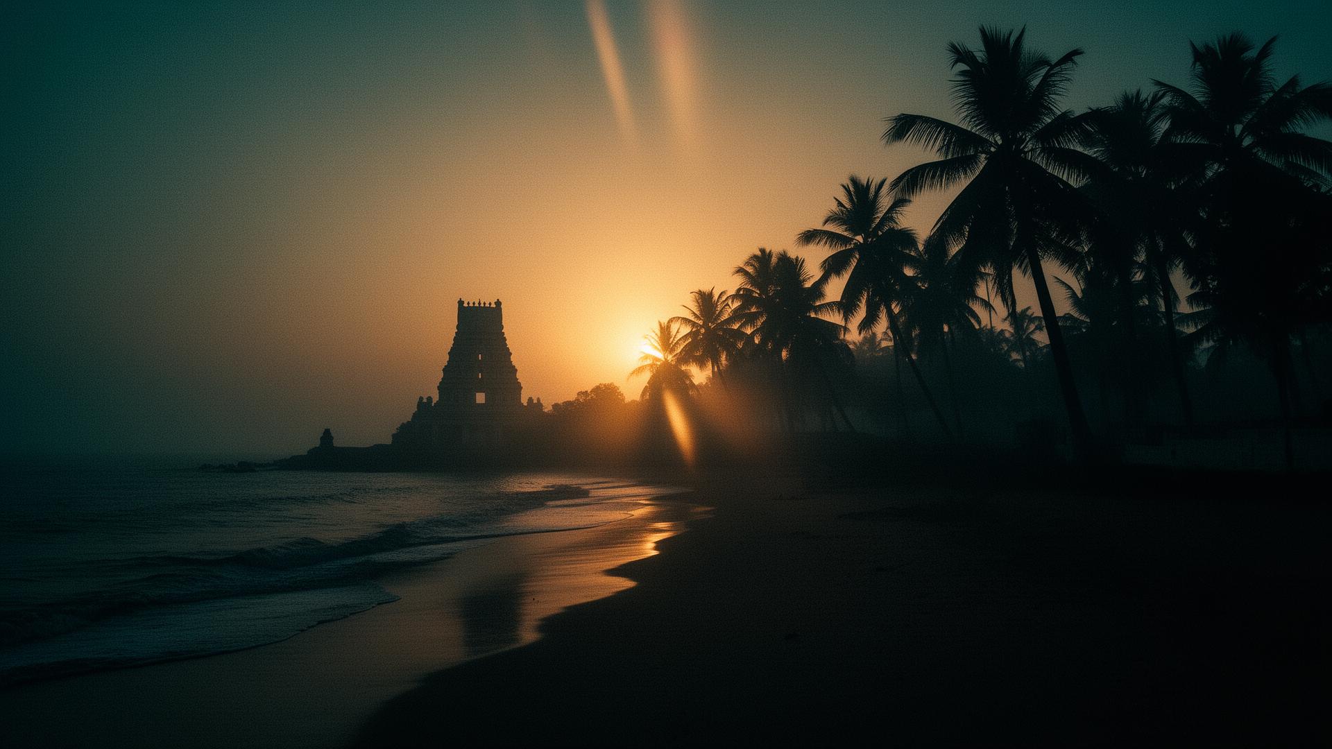 The Jaffna coastline at dusk